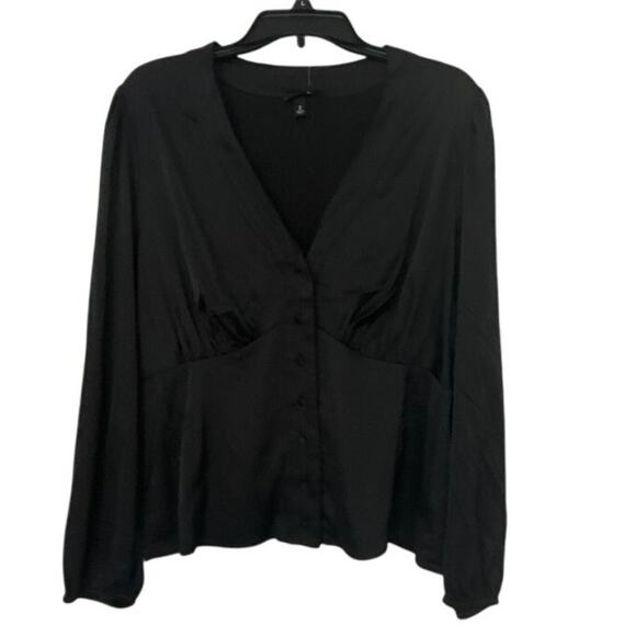 Torrid Black Satin Babydoll Blouson Sleeve Button Front Blouse New 2X 18-20 - Picture 3 of 16